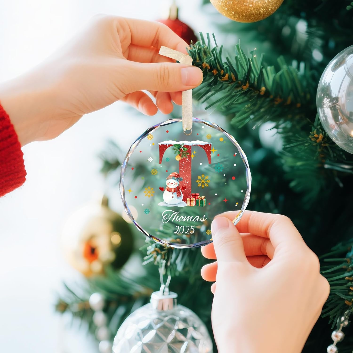 Personalized Christmas Ornaments with Names, Name Ornaments for Christmas Tree, Letter Custom
