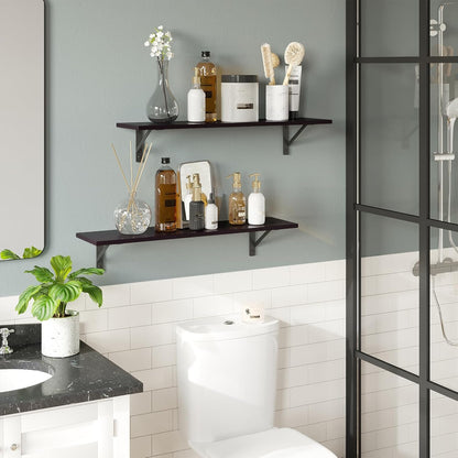 DINZI LVJ Long Wall Shelves, 23.6 Inch Wall Mounted Shelves Set of 2, Easy-to-Install, Wall Storage
