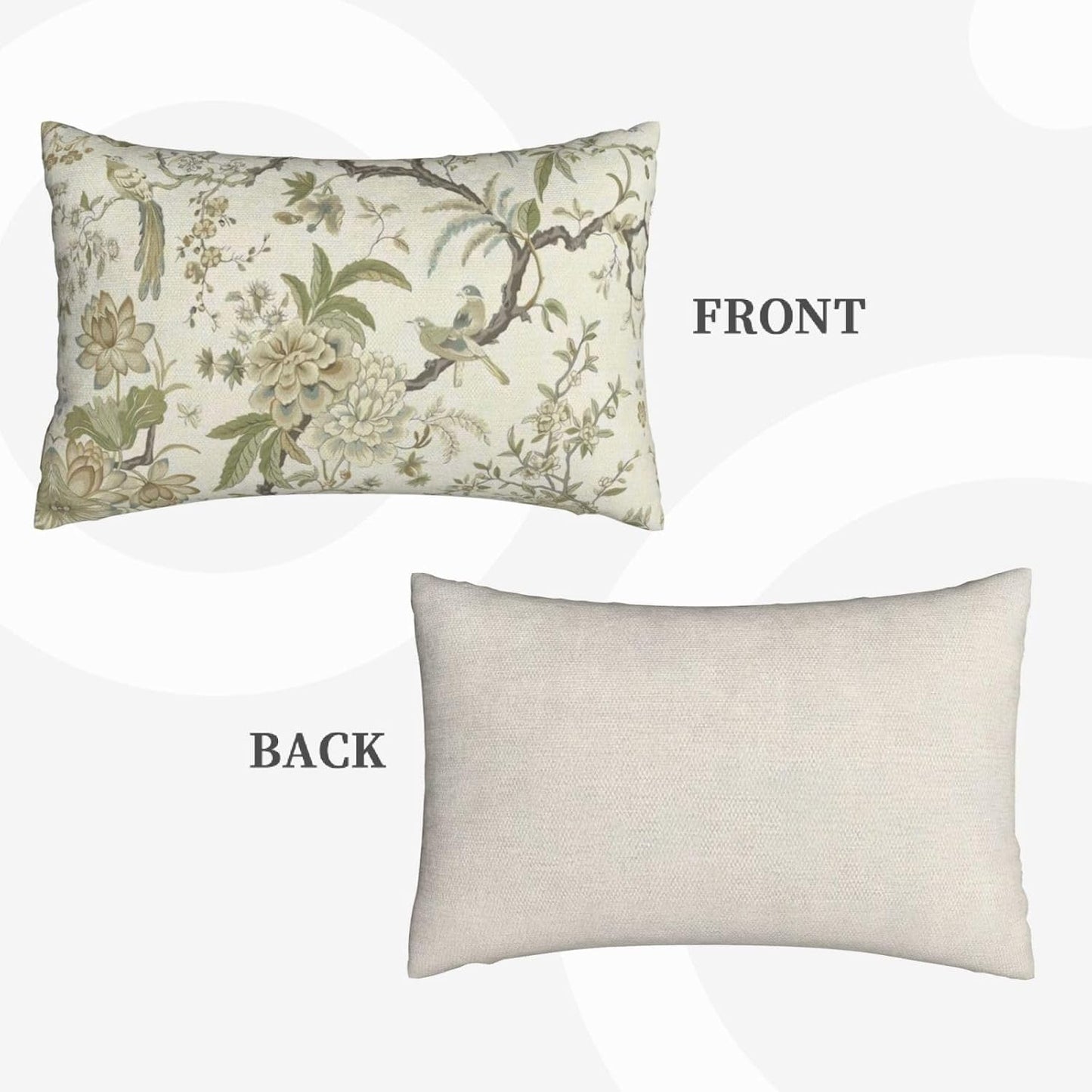 CXMEIFLY Spring Floral Birds Pillow Covers 12 x 20 Inch Set of 2 for Chinoiserie Flowers Decor