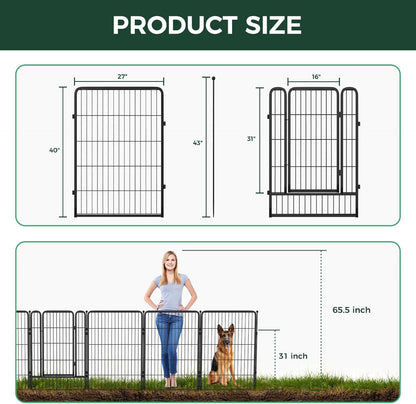 FXW Garden Fence 40in(H) x 18.0ft(L), 8 Panels Decorative Dog Fence Outdoor for The Yard – Heavy