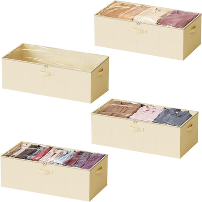 SpaceAid 4 Pack 10" High Under Bed Storage Containers, Large Underbed Storage Organizer Bins with