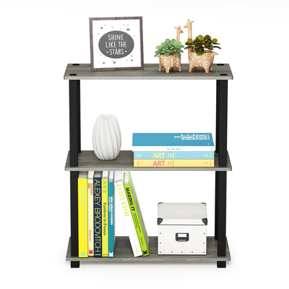 Furinno TURN-S-TUBE Storage Shelves Set of 2, 3-Tier Book Shelf, Corner Shelf, Toolless Open