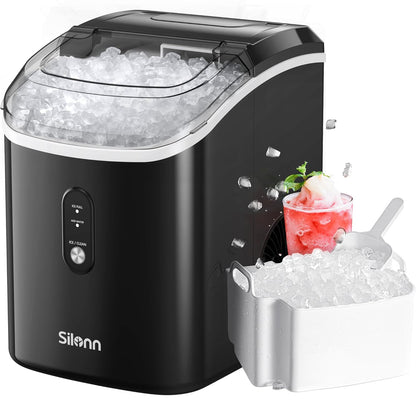 Nugget Ice Maker Countertop, Silonn Chewable Pellet Ice Machine with Self-Cleanin Function