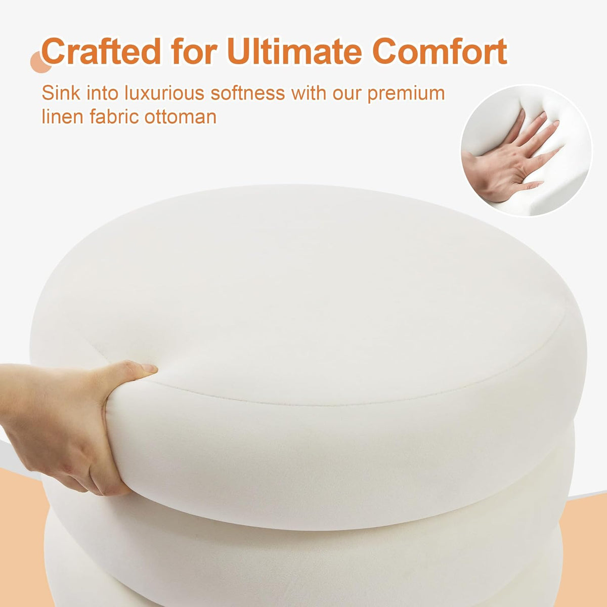 ONEVOG Round Storage Ottoman, 20" Small Ottomans Table with Removable Lid, Velvet Fabric Soft