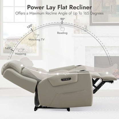 Watson & Whitely Genuine Leather Power Recliner Chairs for Adults, Lay Flat Recliner with Power