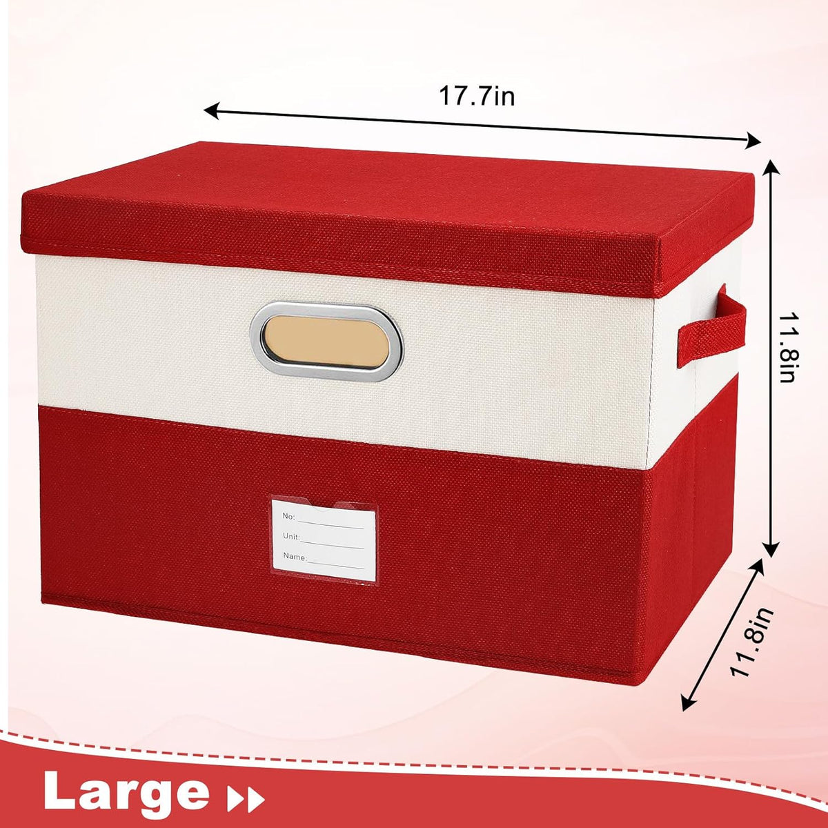 Large Linen Fabric Foldable Storage Bins with Removable Lid and Handles, Washable Storage Box