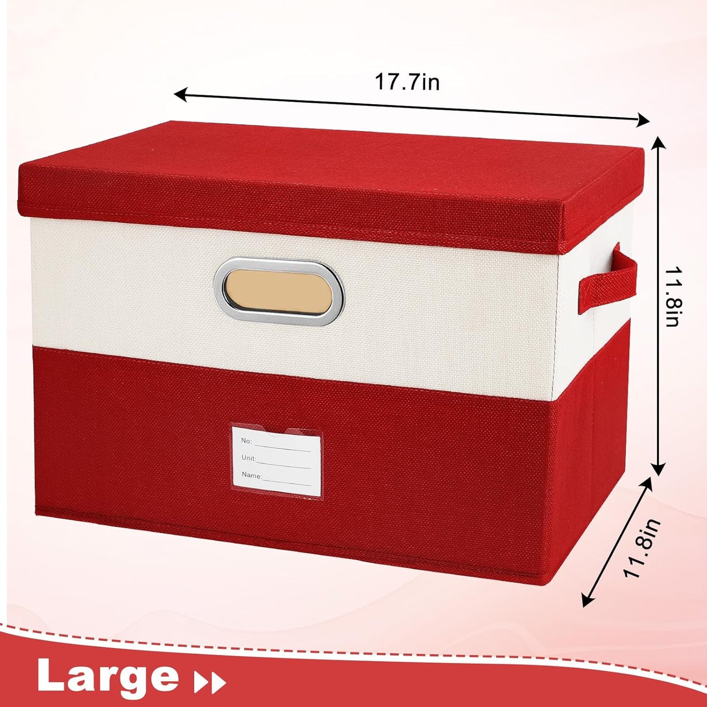 Large Linen Fabric Foldable Storage Bins with Removable Lid and Handles, Washable Storage Box