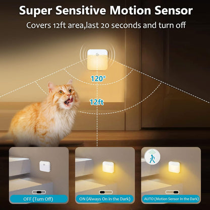 USB Rechargeable Battery Night Light Indoor,Stick-on Motion Sensor Puck Night Lights-No Need Plug