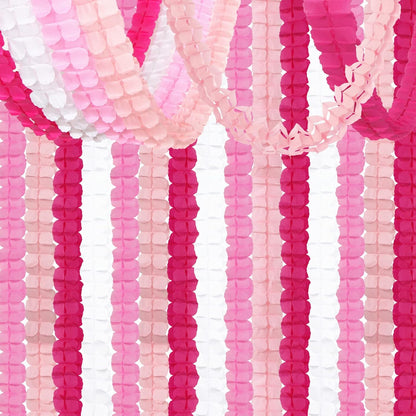 Rose-Red Pink-White Party-Decorations Streamers Garland - 157Ft Four-Leaf Clover Hanging
