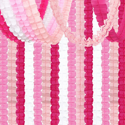 Rose-Red Pink-White Party-Decorations Streamers Garland - 157Ft Four-Leaf Clover Hanging