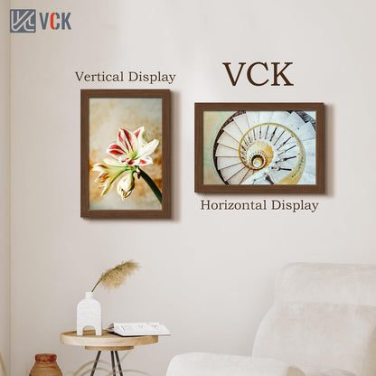 VCK 12x18 Picture Frame 3 Pack, Brown Wood Poster Frame with Exclusive Wood Grain, Wall Mounting