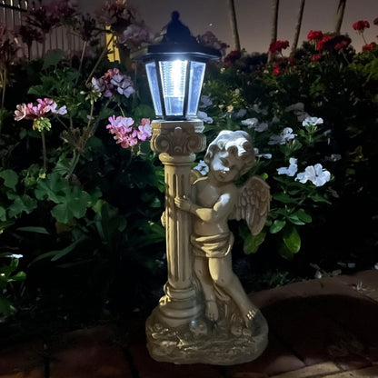 Angel Statue with Solar Lights (Right) 19.7 Inch, Outdoor Solar Angel Garden Statue with Roma