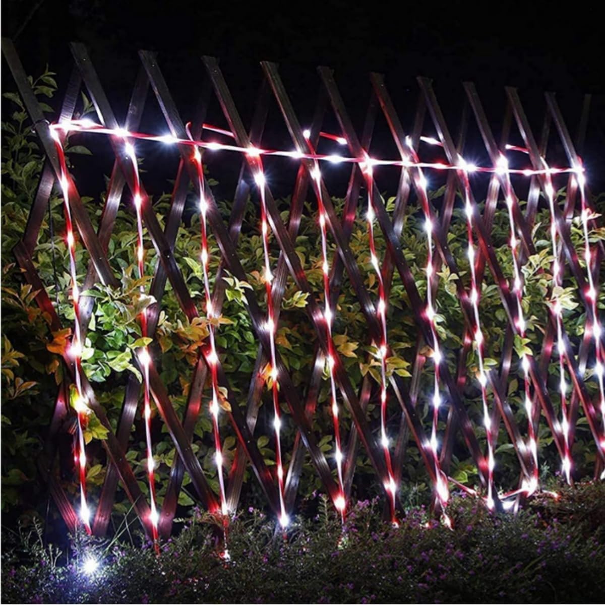 YEGUO Solar Christmas Candy Cane Rope Lights, 2 Packs Each 33ft 100 LED Red & White Solar Rope