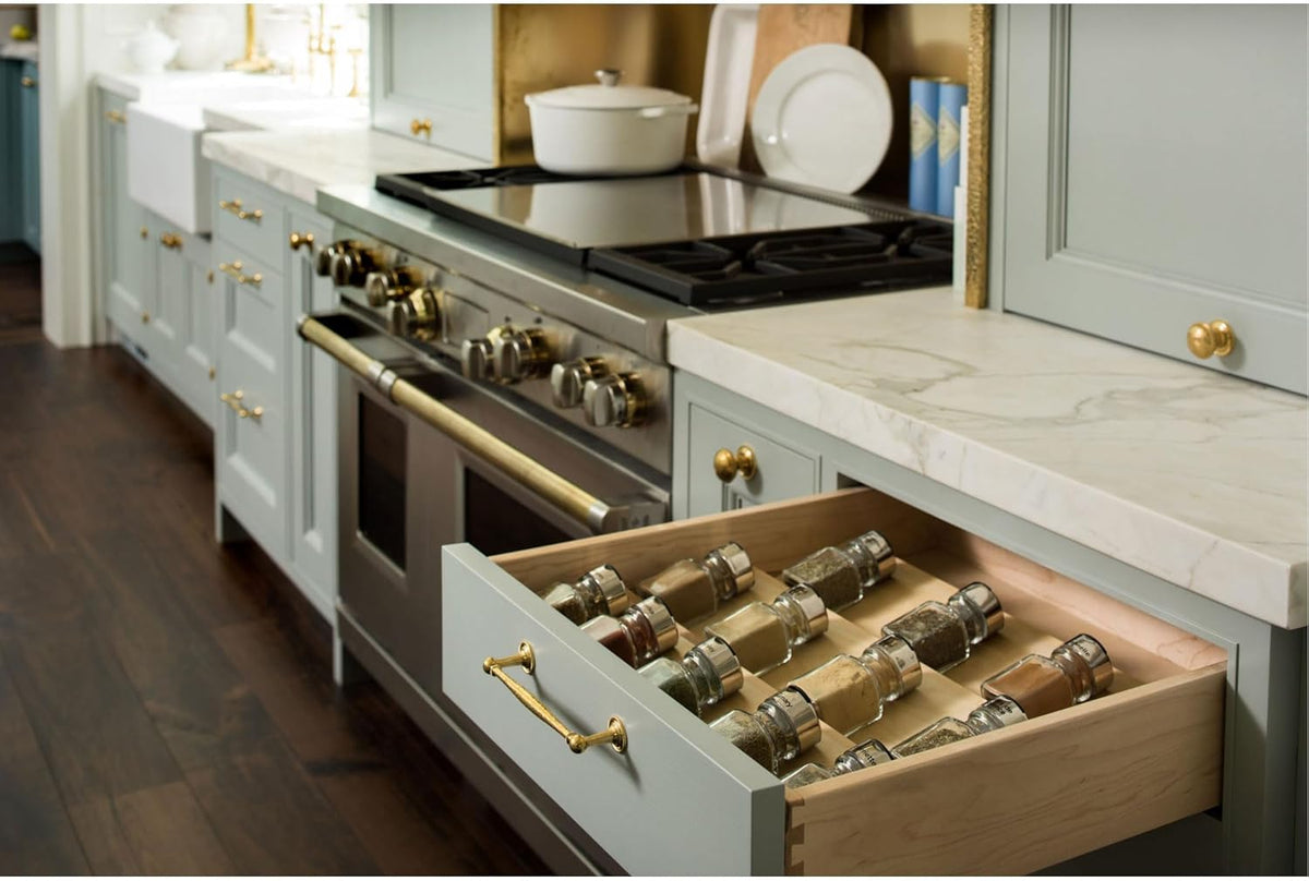 Rev-A-Shelf 22" 3 Tiered Seasoning Organizer, Trim-to-Fit Wooden Kitchen Draw and Cabinet Home