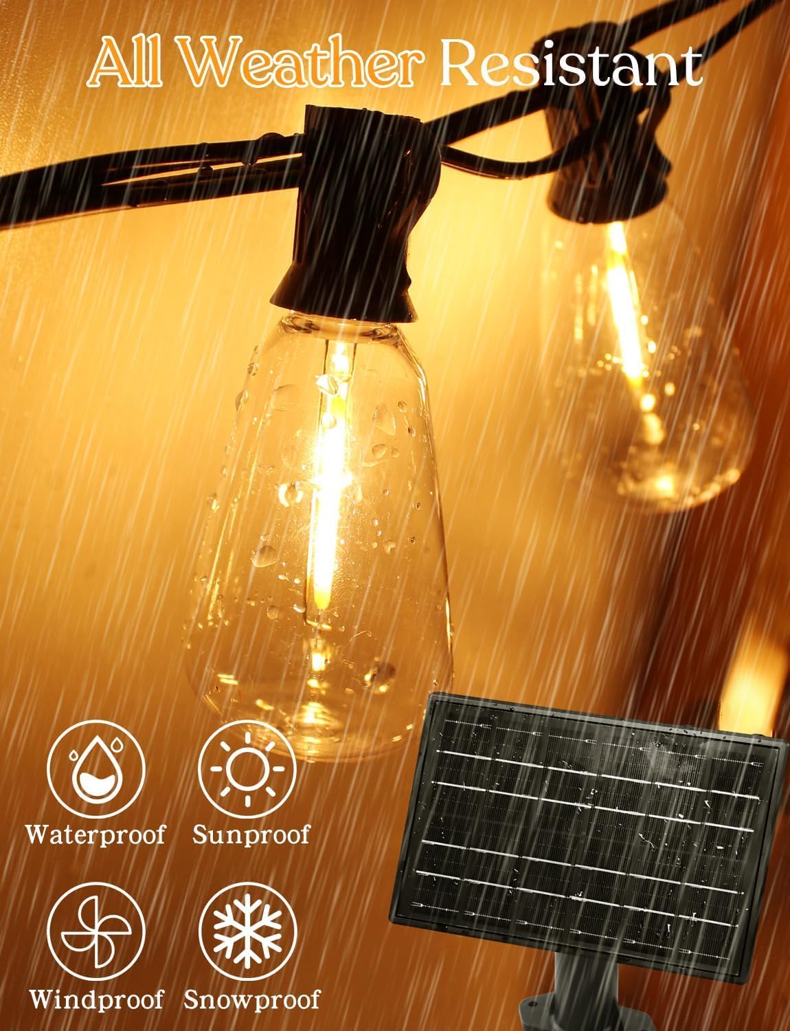 100 FT Solar String Lights Outdoor Waterproof with Remote & USB Port, Solar Power Patio Hanging