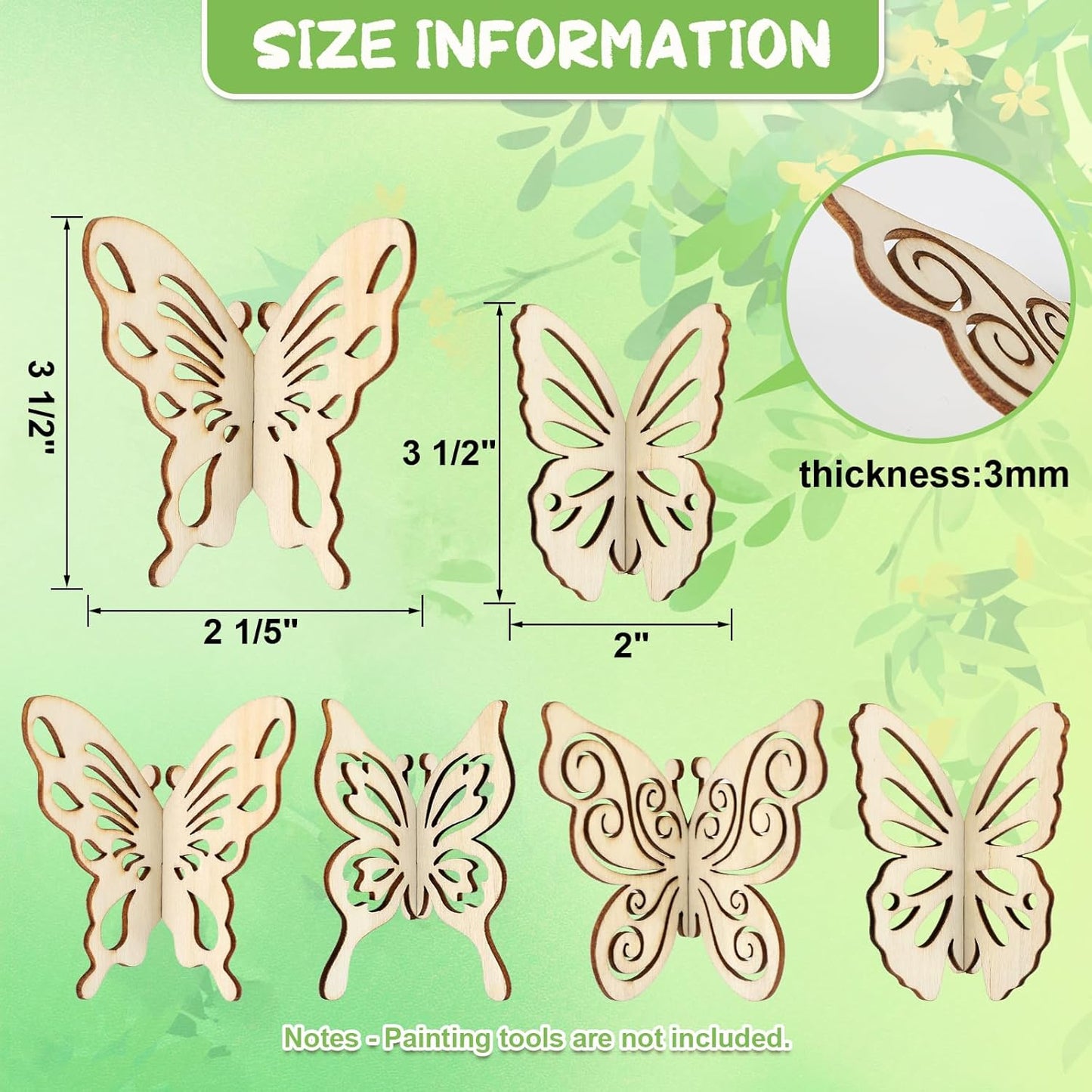 COCHIE DIY 3D Spring Butterfly Wood Crafts to Paint for Kids Adults, Paintable Unfinished Wooden