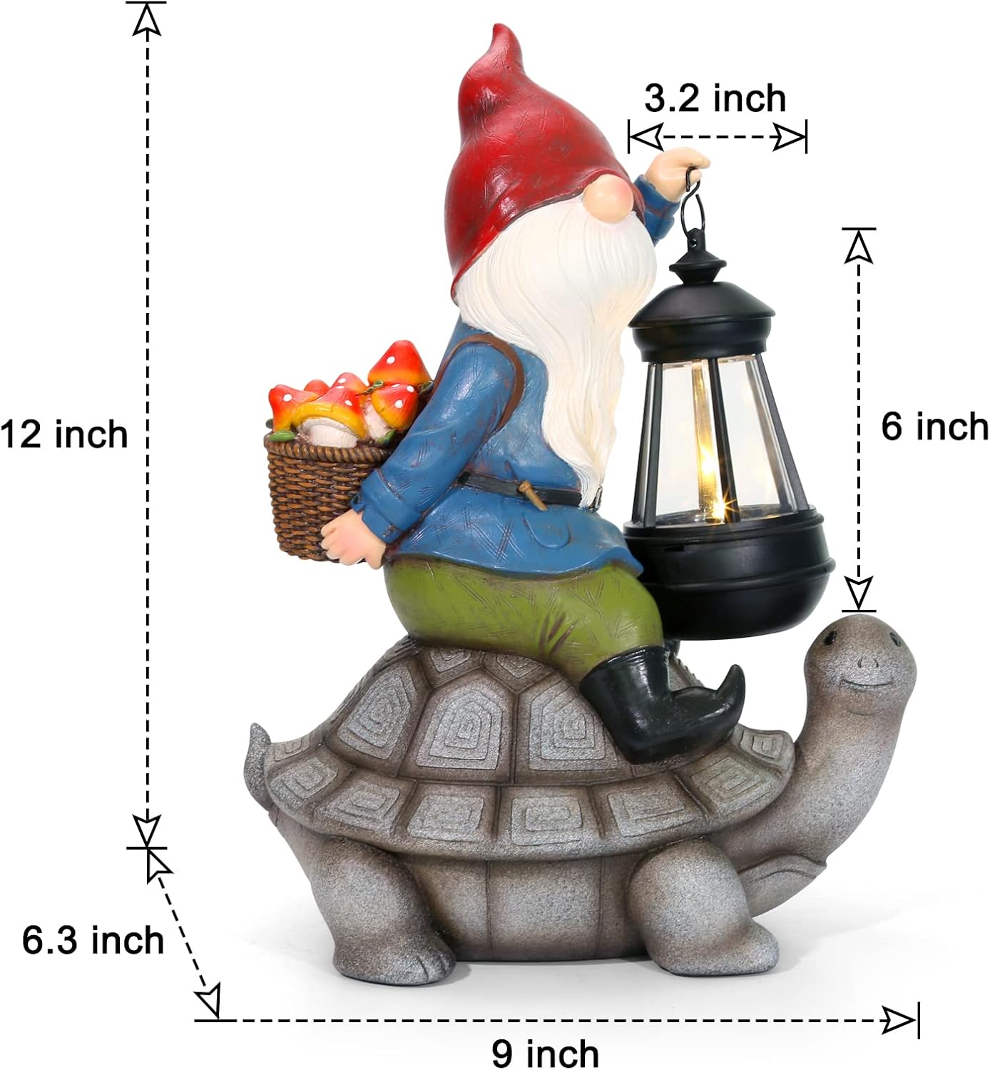 Gnome and Turtle Garden Decor, Large Outdoor Garden Sculptures & Statues, Outside Patio Yard Lawn