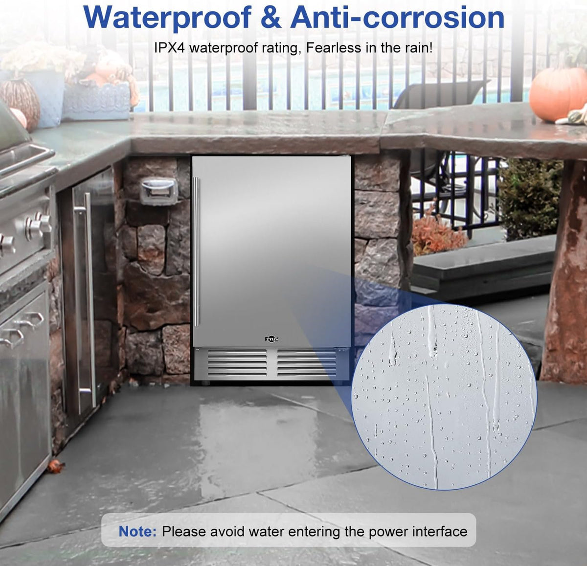 Tylza Outdoor Refrigerator 24 Inch Wide, Stainless Steel Beverage Refrigerator 176 Can for