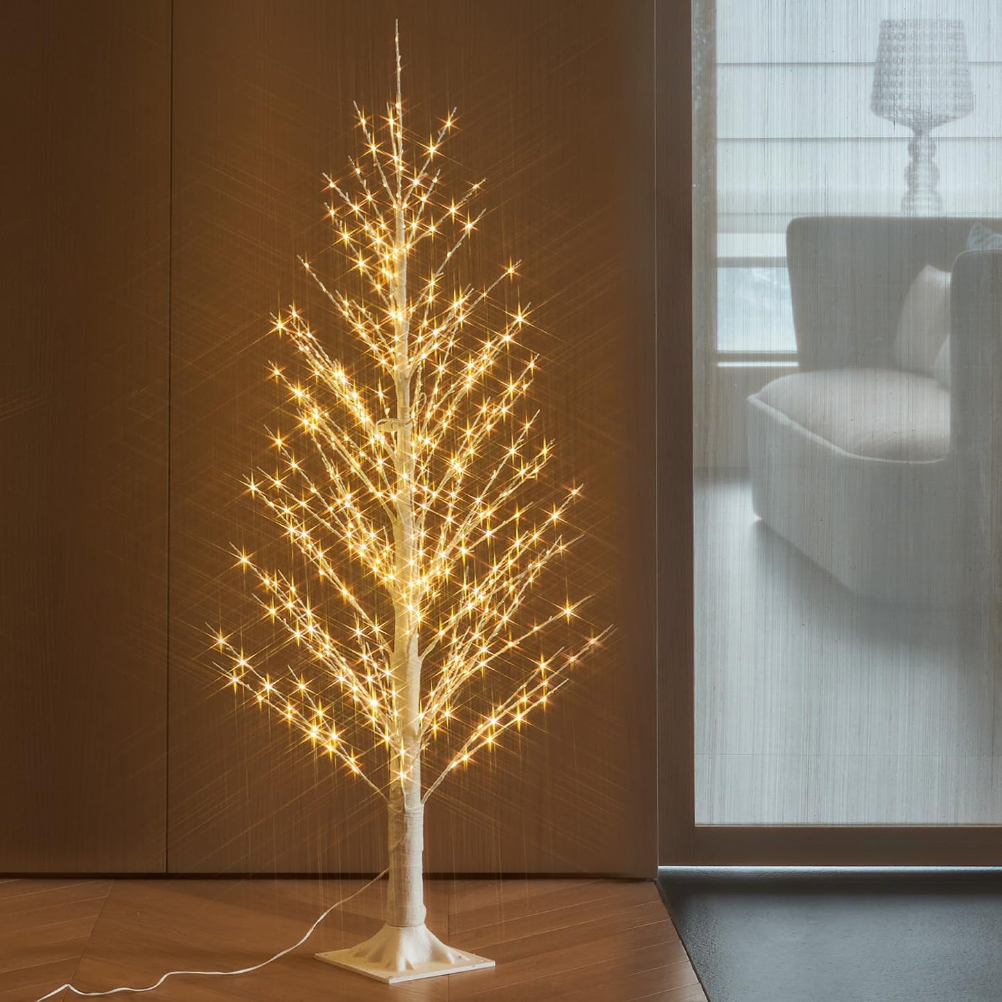 Fudios Lighted White Tree Willow 4FT 450 LED Fairy Lights, Christmas Artificial Tree Lights Plug in