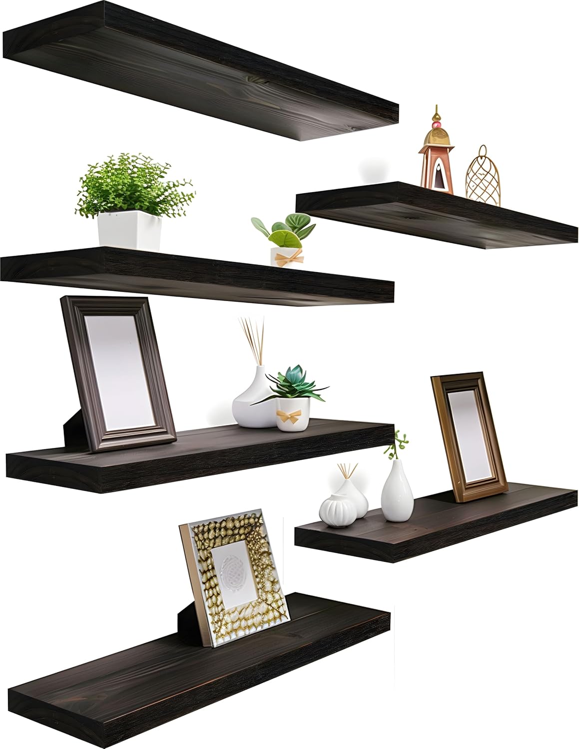 Wood Floating Shelves for Wall Decor, Rustic Wall Shelves for Bedroom Bathroom Kitchen Living Room