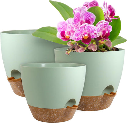 Big Self Watering Pots 12/10/9 inch, Planter, Plant Pots with Mesh Drainage Holes for Indoor
