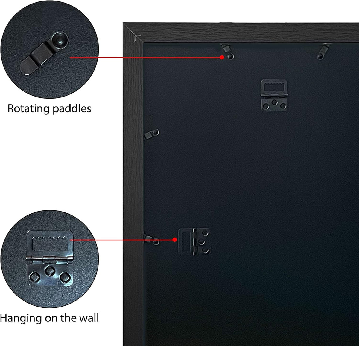 VCK 12x18 Inch Solid Wood Poster Frames with Wall Mounting Hanging Picture Frame Set of 3 Black