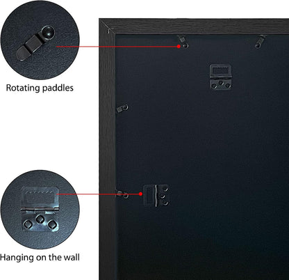 VCK 12x18 Inch Solid Wood Poster Frames with Wall Mounting Hanging Picture Frame Set of 3 Black