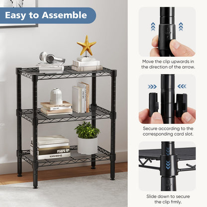 DUMOS 3-Tier Metal Storage Shelves, Wire Shelving, Storage Rack, 23.3" W