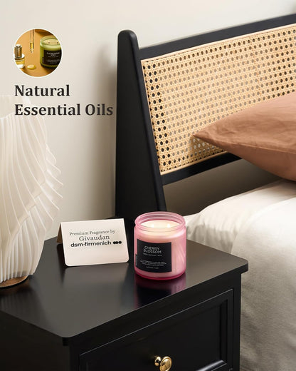 M&SENSE Cherry Blossom Scented Spring Candle, 70 Hours Long Lasting Soy Wax 11.6oz Stress Relief