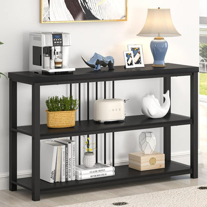 FOLUBAN Entryway Table, Modern Sofa Console Table with 3 Tier Storage Shelf for Living Room Hallway
