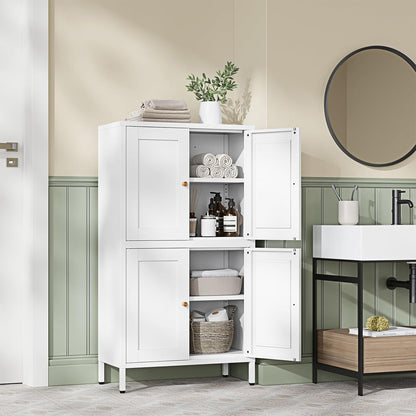 Letaya Storage Cabinet with Doors and Shelves,Small Freestanding Bathroom Floor Metal Cabinets