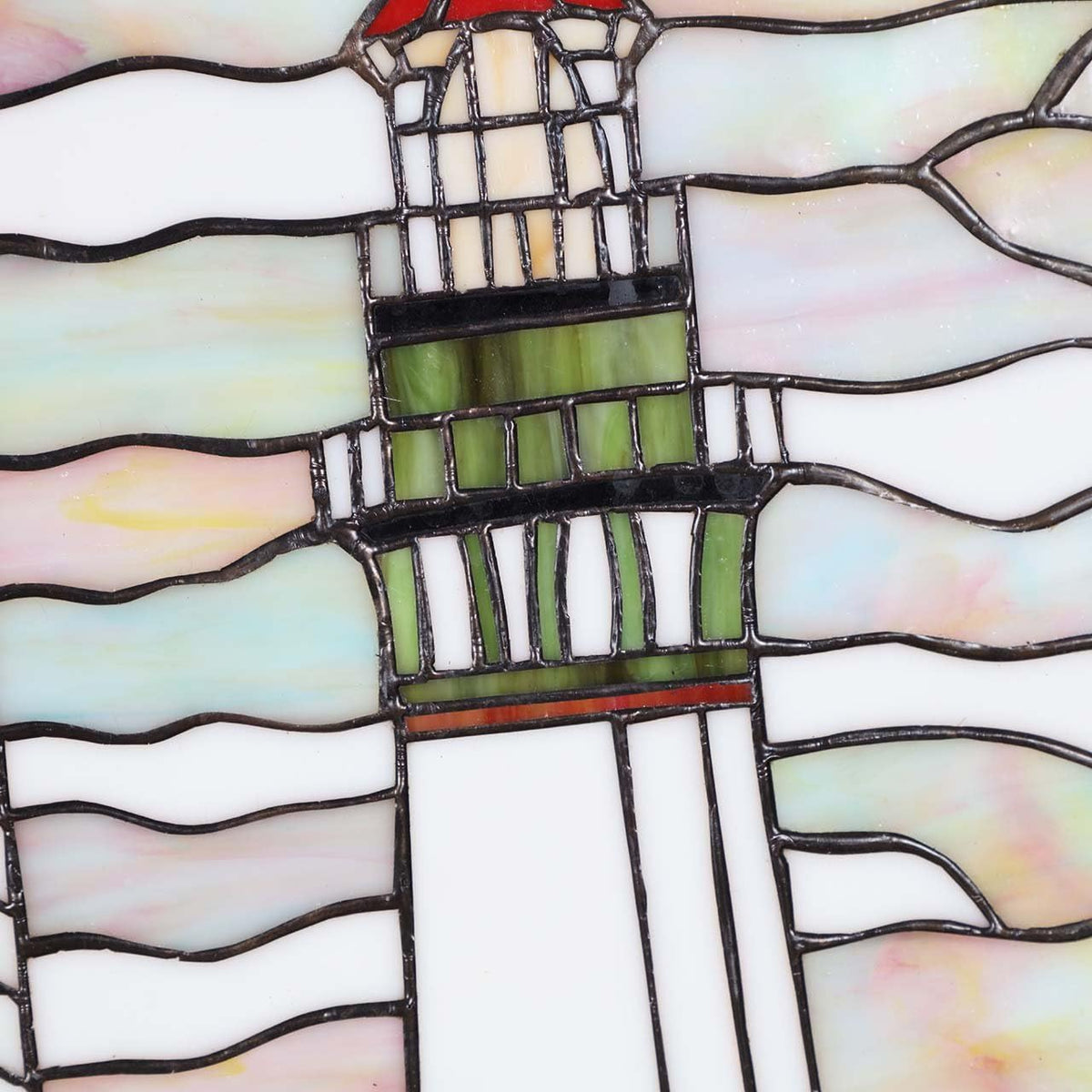 Bieye W10005 Pigeon Point Lighthouse Tiffany Style Stained Glass Window Panel with Hanging Chain