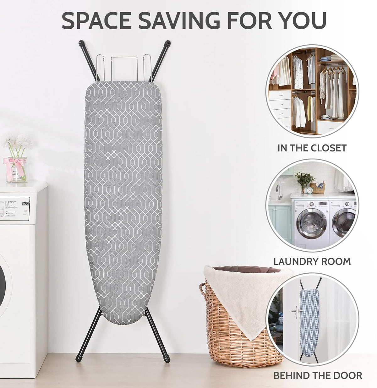 APEXCHASER Full Size Ironing Board with Iron Rest, Lightweight Iron Board with Height Adjustable
