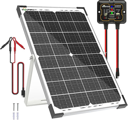 SOLPERK 30W Solar Battery Charger Solar Battery Maintainer + Upgrade 10A MPPT Charge Controller +
