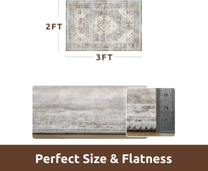 AMOAMI-2X3 Small Rug-Washable Rugs Entryway Mat Indoor-Soft Vintage Non Slip Rugs for Kitchen
