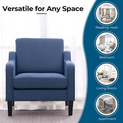 VINGLI Modern Accent Chairs Set of 2, Blue Living Room Chairs Comfy Armchair for Bedroom