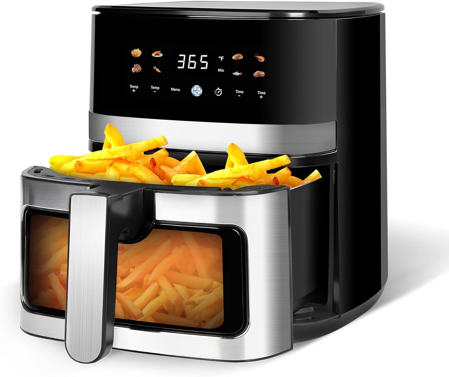 5.8QT Digital Air Fryer with Viewable Window, Adjust Temp & Timer, Air Frying, Reheat, Easy for