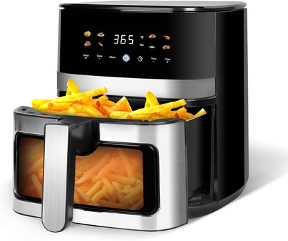 5.8QT Digital Air Fryer with Viewable Window, Adjust Temp & Timer, Air Frying, Reheat, Easy for