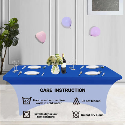 IVAPUPU 2 Pack 6FT Table Cloth for Rectangular Fitted Events Stretch Royal Blue Table Covers