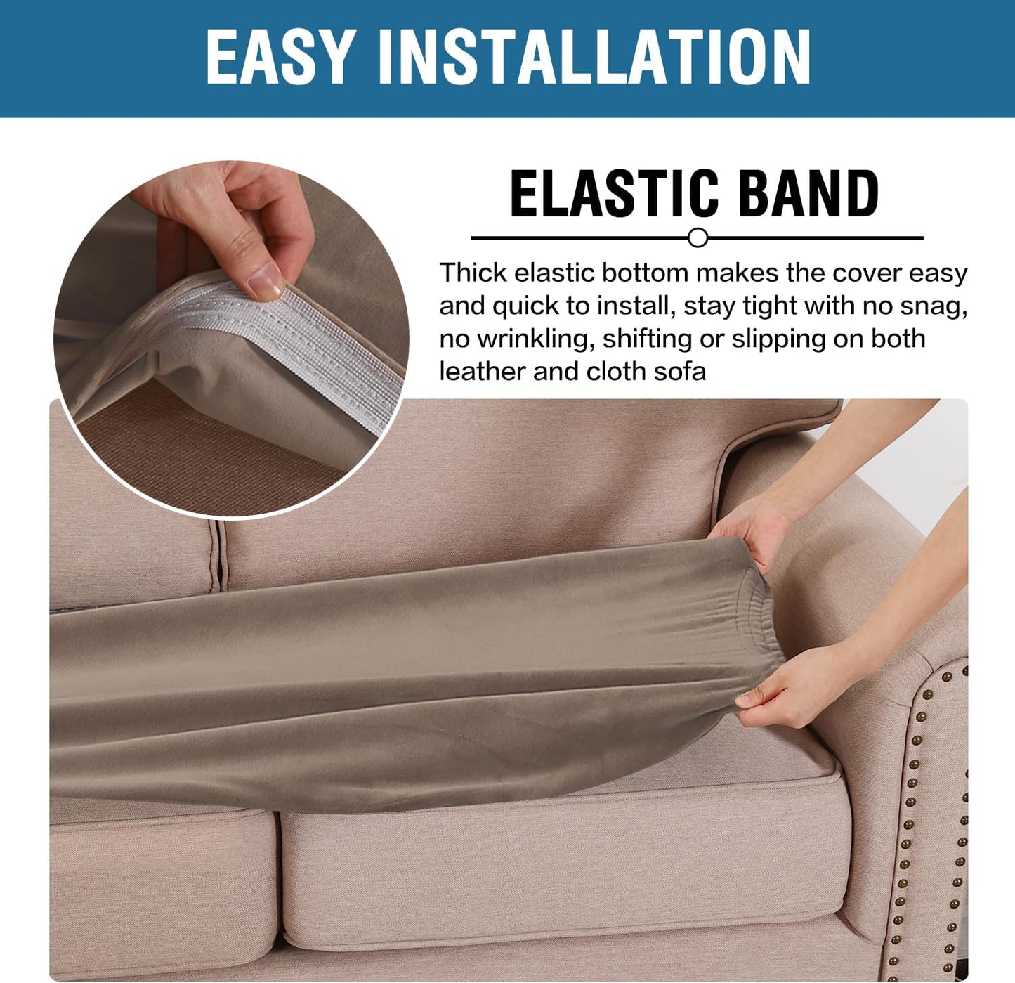 H.VERSAILTEX Velvet Stretch Individual Cushion Cover Plush Cushion Slipcover for Loveseat Sofa