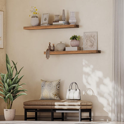 HOOBRO Floating Shelves for Wall, Wall Mounted Shelf Set of 2, 47.2" Hanging Shelf with Invisible