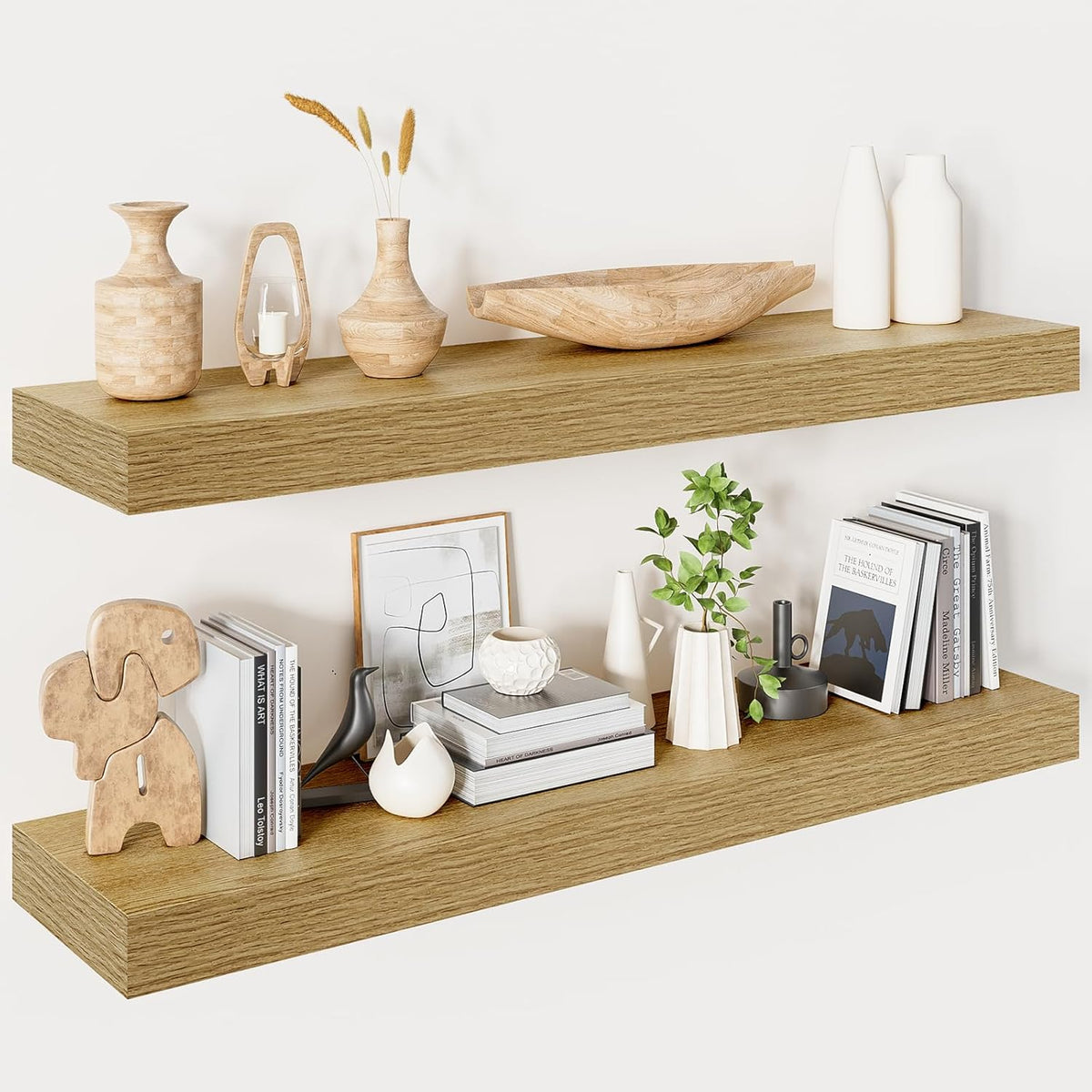 Heimlove Floating Shelves for Wall 36 Inches Long,9.3" Deep Oak Floating Shelf Set of 2,Wall