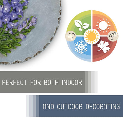 NAT & Jules Floral Colorful Dimensional Indoor Outdoor 12 inch Round Cast Resin Decorative Garden