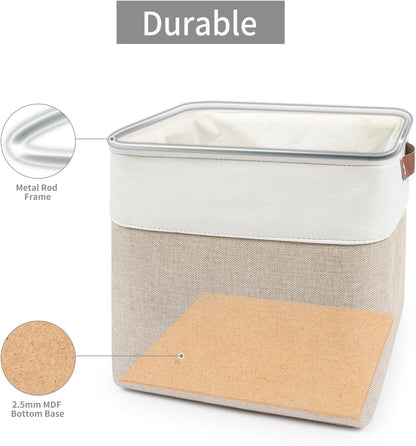 13x13 Cube Storage Bins, Collapsible Fabric Storage Box, 4 Pack Closet Baskets with Handles for