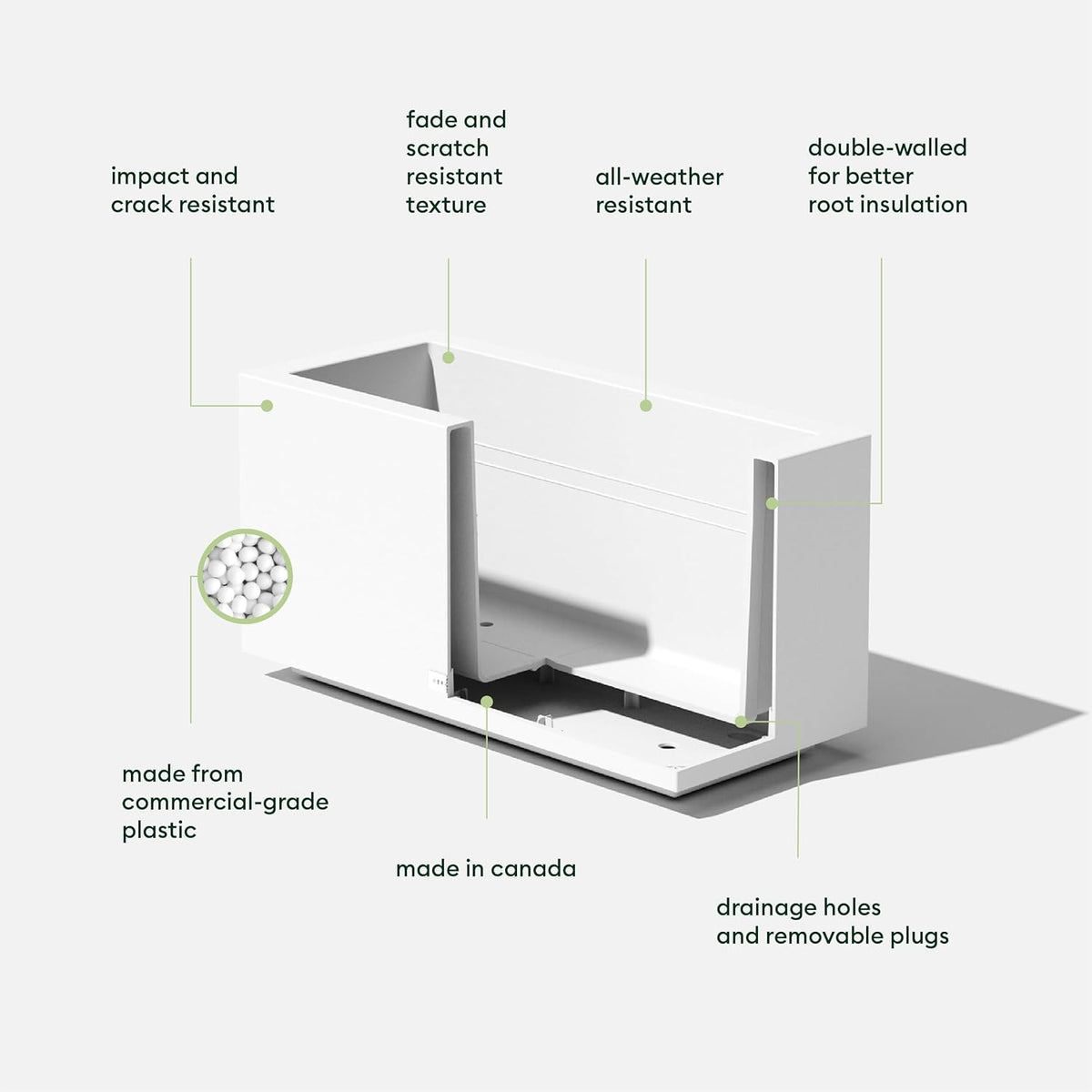 Veradek Block Series Long Box Planter - Large Rectangular Planter for Indoor or Outdoor Patio/Porch