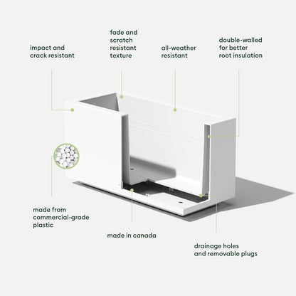 Veradek Block Series Long Box Planter - Large Rectangular Planter for Indoor or Outdoor Patio/Porch