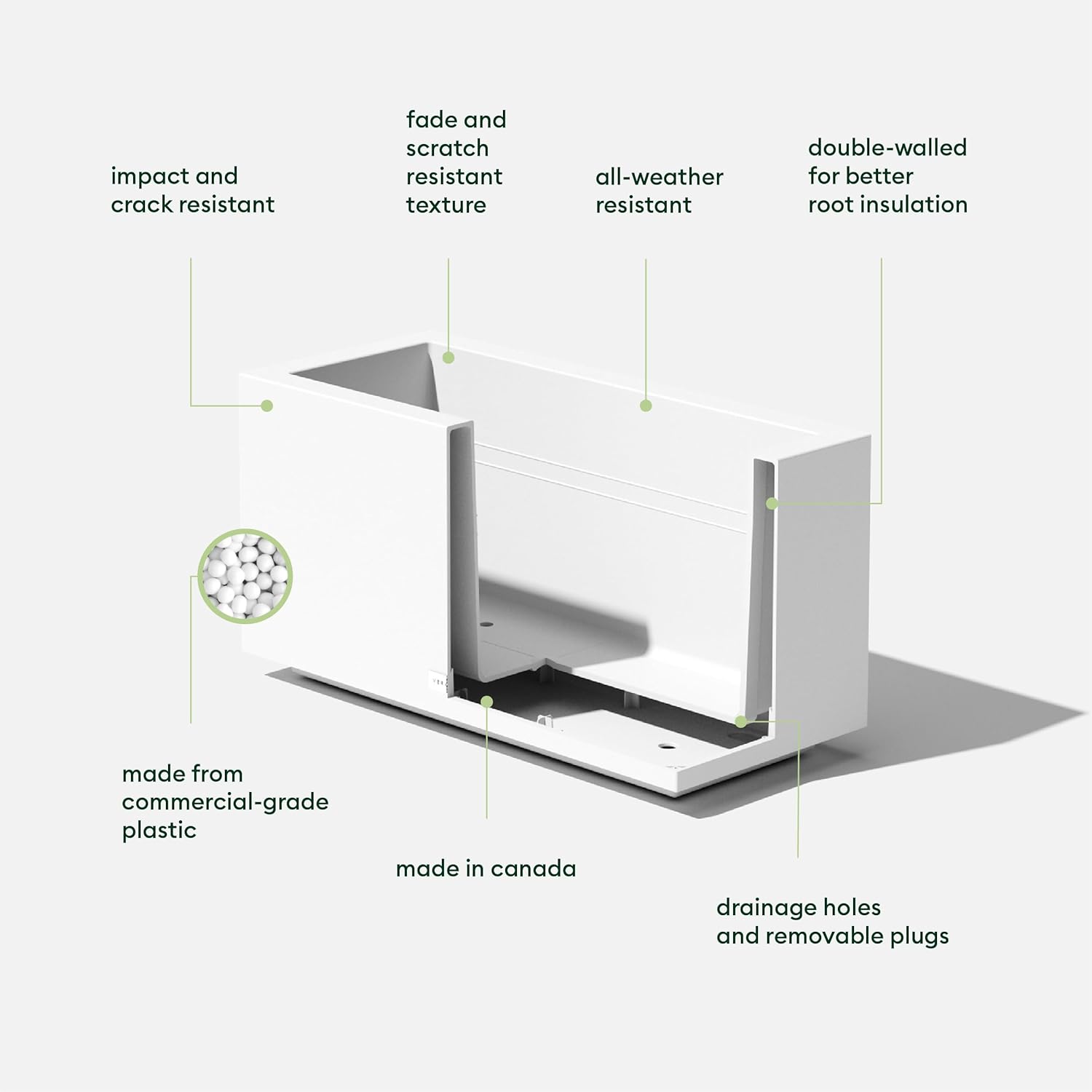 Veradek Block Series Long Box Planter - Large Rectangular Planter for Indoor or Outdoor Patio/Porch