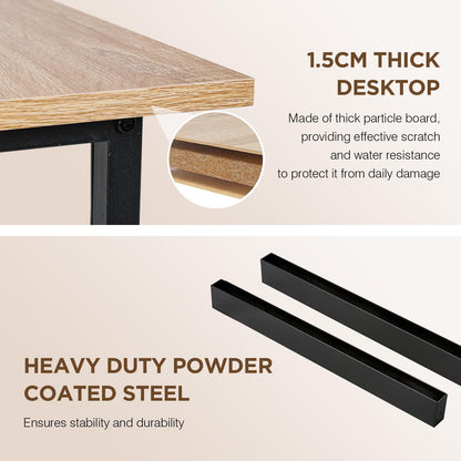 PayLessHere | 47 Inch Computer Desk | Nature | Office Desk with Metal Frame, Adjustable Feet |