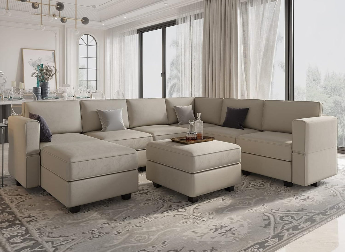 Belffin Modular Sectional Sofa with Storage Seat Oversized U Shaped Couch with Reversible Chaise