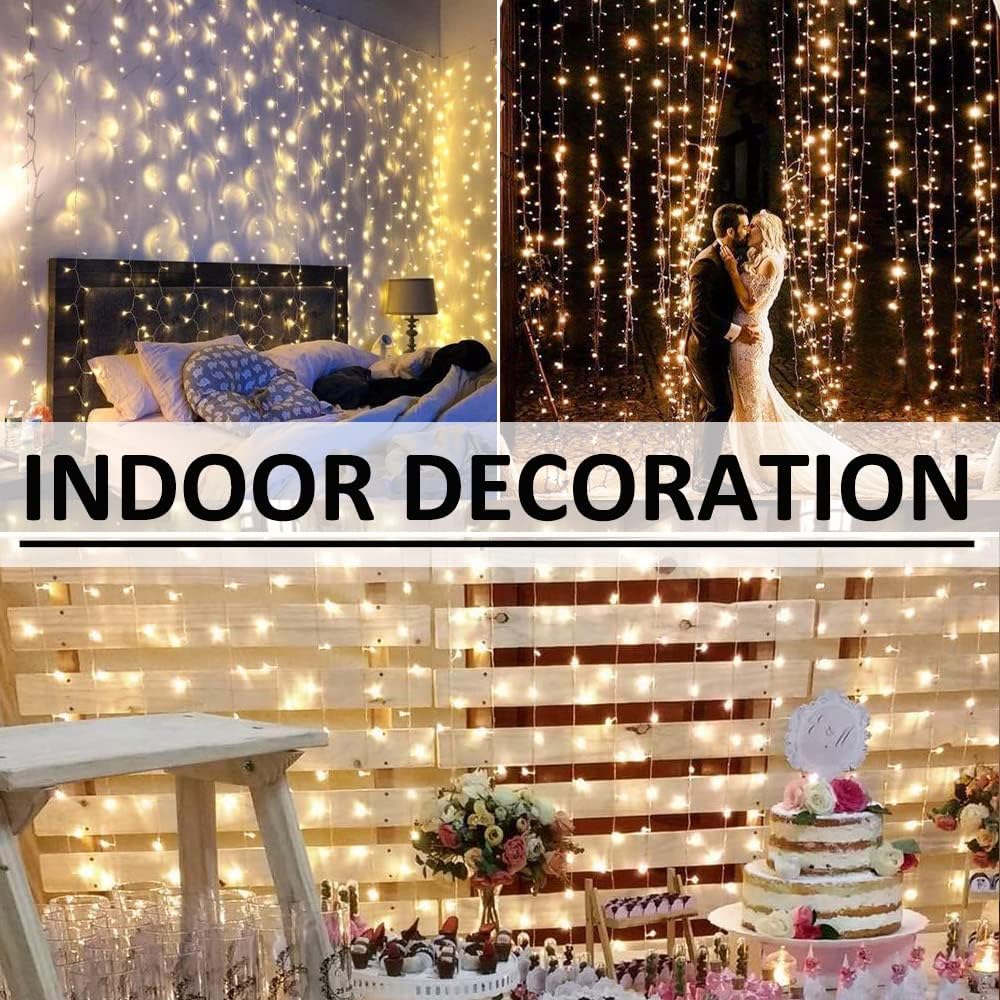 Solhice LED Curtain Lights Outdoor 30ft x10ft, 720 LED Plug in Hanging String Lights Indoor